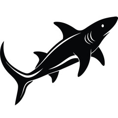 Obraz premium Hammerhead shark silhouette on white background