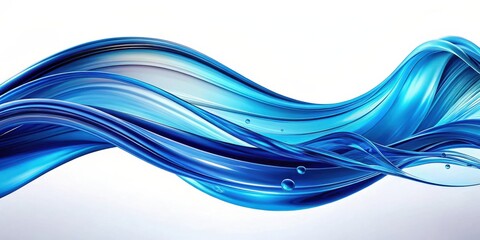 Naklejka premium Abstract Fluid Blue Wave Design with Smooth, Flowing Lines and Water Droplets