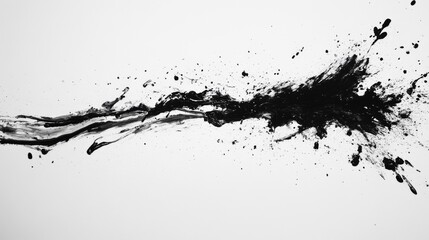 Fototapeta premium Abstract Black Ink Splash Across White Canvas