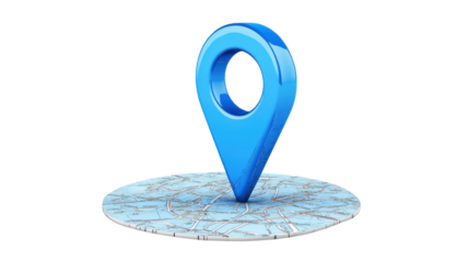 Blue  location pin, transparent background
