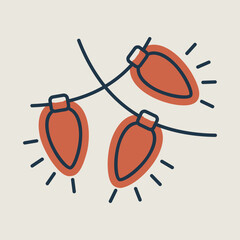 Christmas lights garlands with colored bulbs icon