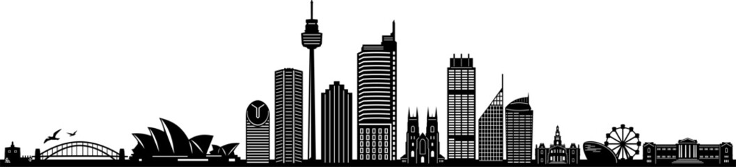 Sydney Australia Skyline Silhouette Vector