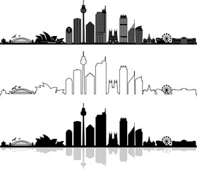 Sydney Australia Skyline Silhouette Vector