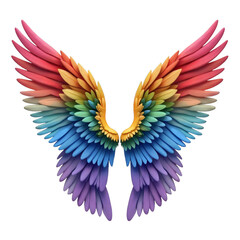Obraz premium Colorful winged creature with rainbow hues from top to bottom on each wing