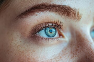 Obraz premium Close-Up of Eye with Freckles and Bright Lighting