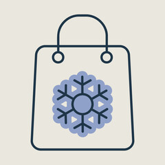 Winter shopping bag vector icon