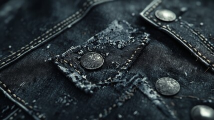 Distressed Denim Jacket Detail Close Up