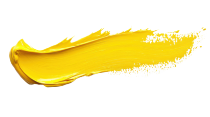 Yellow paint stroke, transparent background