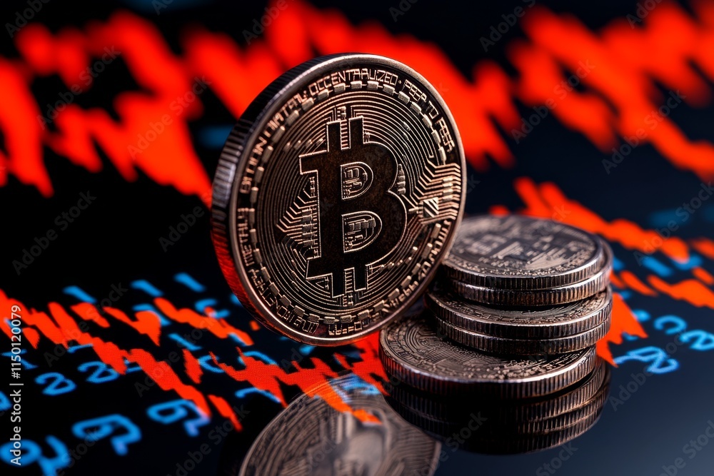 Poster A gothic-style forex scene with dark glowing charts and a trader analyzing a mysterious black coin surrounded by shadows