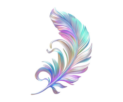 Feather 3d with soft flowing edges - PNG on isolated transparent background