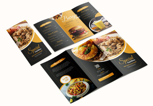 Trifold Food Menu Brochure Layout