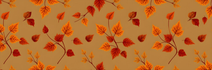 Elegant Repeating Nature Pattern in Warm Autumn Colors with Earthy and Cozy Feel