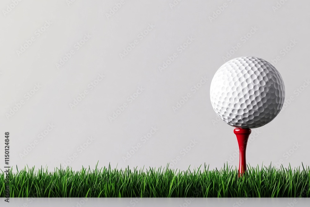 Poster a minimalist design of a golf ball resting on a tee, illustrated with clean lines and a monochromati