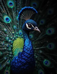 Fototapeta premium Majestic Peacock Displays Vibrant Colors and Feathers