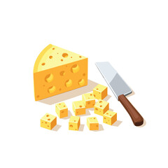Cheese dices and slices vector illustration