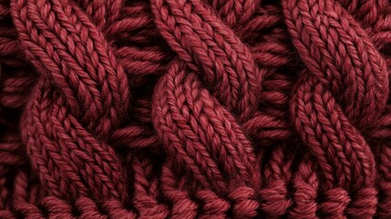 Deep Red Knitted Fabric Texture Detail
