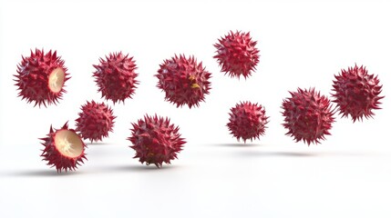 Highquality 8K realistic 3D rendering of falling rambutan pieces