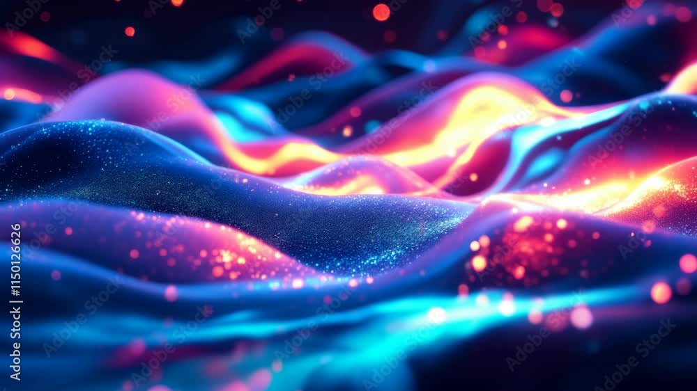 Poster smooth abstract waves and lines with bodysuits, dynamic movement of waves. sinusoid. cosmic waves ri