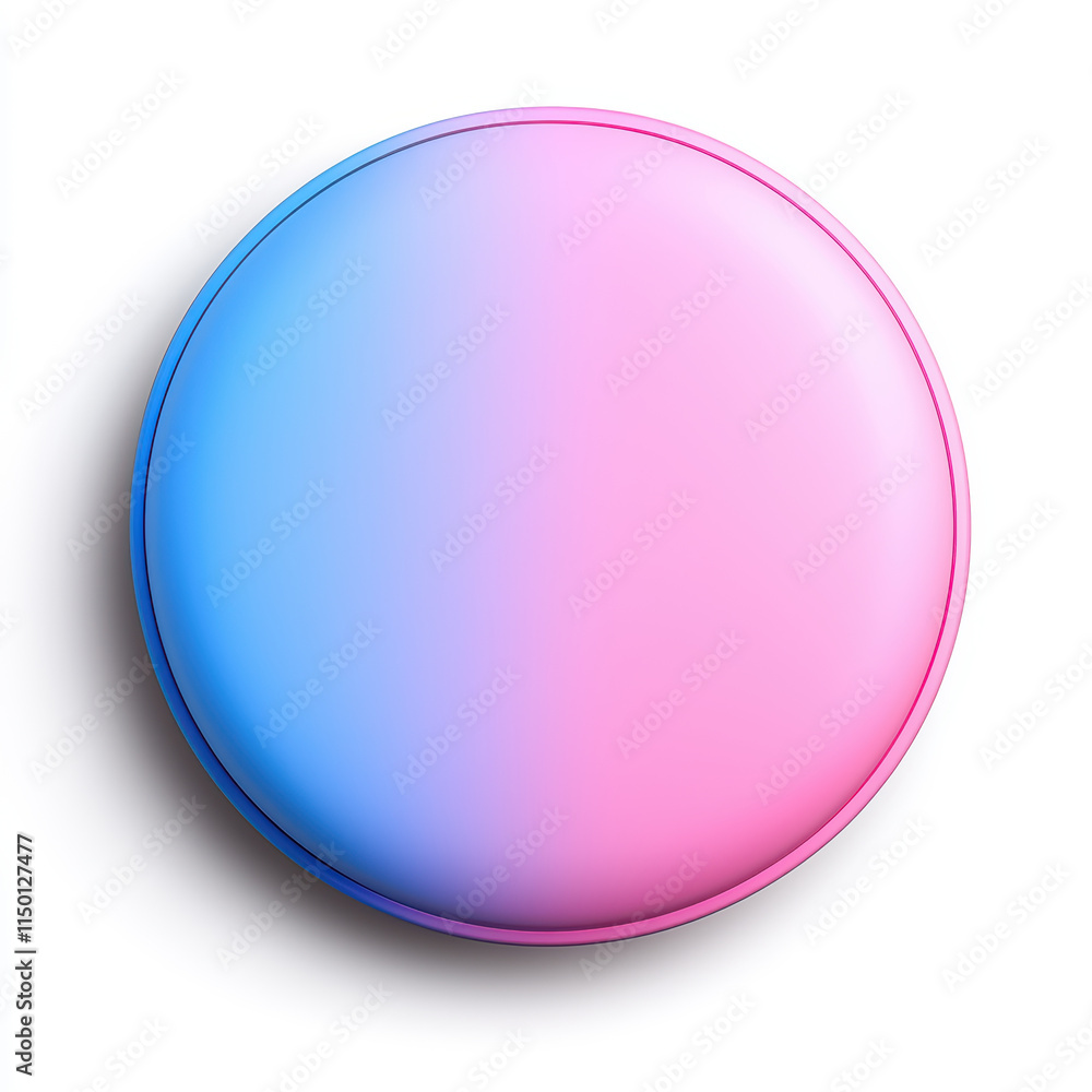 Poster smooth circular button with gradient from blue to pink, creating modern look