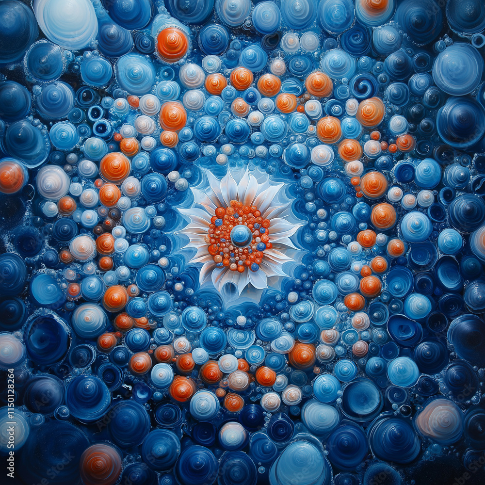 Aufkleber vibrant abstract design featuring swirling blue and orange patterns, creating mesmerizing effect