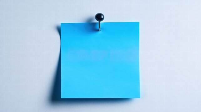 Blank Blue Sticky Note Pinned on Light Background Surface