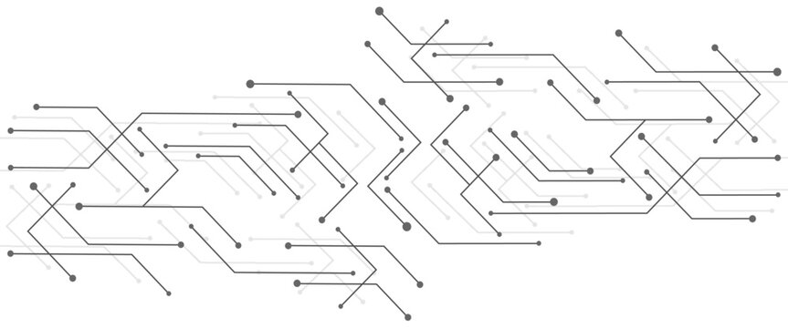 Vector abstract white digital technology circuits lines geometric dots and lines.