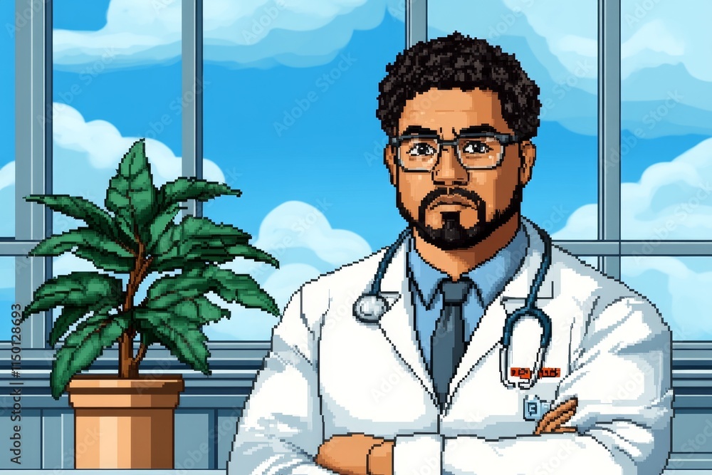 Poster a pixel art depiction of a glowing gmo seedling in a futuristic lab, with animated dna sequences and
