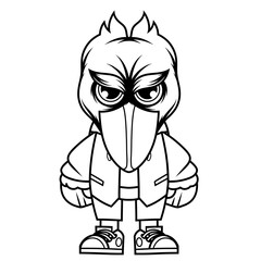 Mascot character design cartoon of shoebill outline