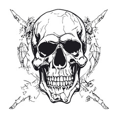 Skull skeleton vector design in different styles with solid background