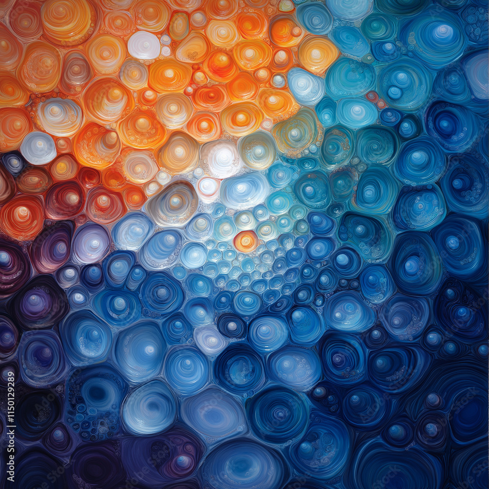 Poster vibrant abstract pattern with swirling colors and circular shapes