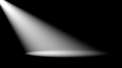 A white spotlight illuminating diagonally on a black background. Ideal for composition. Wallpaper,...