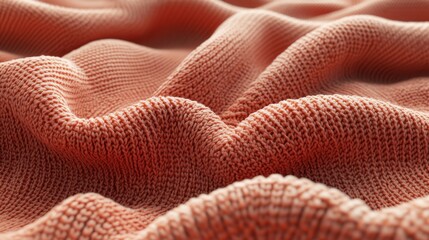 Soft Coral Knitted Fabric Texture Detail
