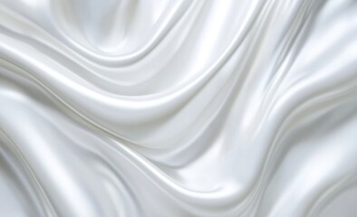 Obraz premium Elegant white silk fabric with soft, flowing waves and folds.