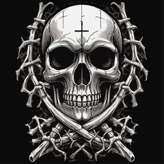Skull skeleton vector design in different styles with solid background