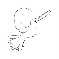 Hummingbird in midflight silhouette vector 