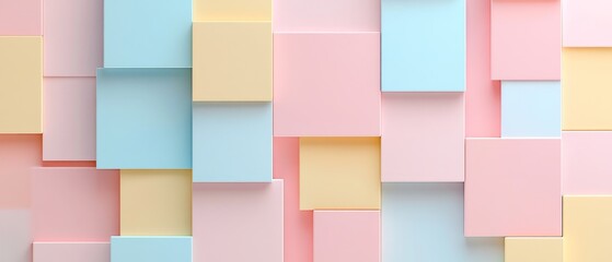 Abstract bright geometric pastel colors colored 3d gloss texture wall with squares and rectangles background