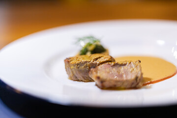 Close up grilled sliced beef steak