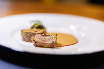 Close up grilled sliced beef steak