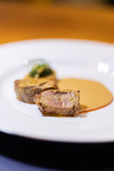 Close up grilled sliced beef steak