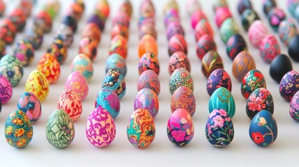 Obraz premium Colorful Hand-Painted Easter Eggs in a Vibrant Display