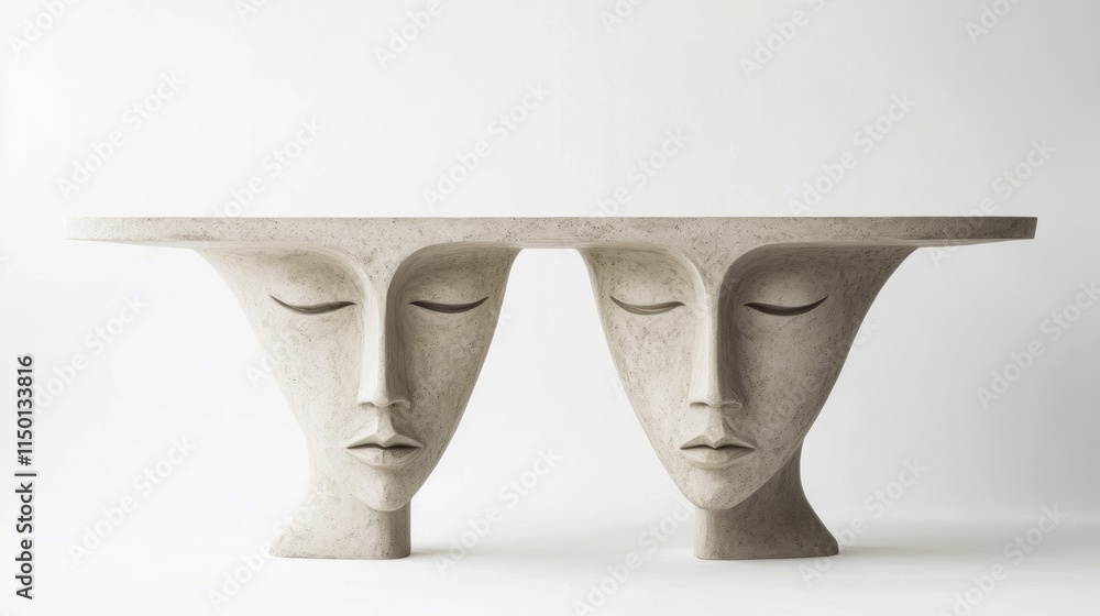 Poster abstract sculpture console table with two faces.