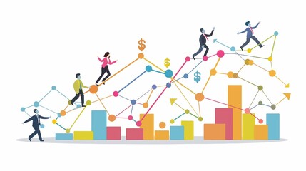 Business Team Collaboratively Pushing Upward Growth Graph