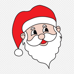 Cute cartoon Santa Claus face. Santa Claus cartoon-vector illustration, Santa Claus vector icon.  Santa face with beard cartoon character.