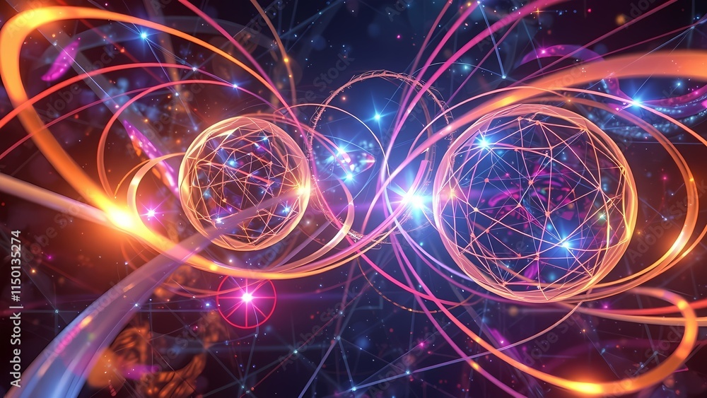 Aufkleber glowing futuristic abstract background with neon waves and light patterns