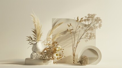 A dynamic shot of creative arrangement on white, blending textures and shapes for a modern vibe,