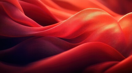 Obraz premium Flowing, vibrant red fabric drapes with soft, smooth texture.