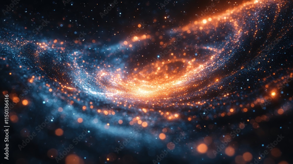 Aufkleber abstract 3d animation of a space galaxy futuristic particle structure concept modern scientific back