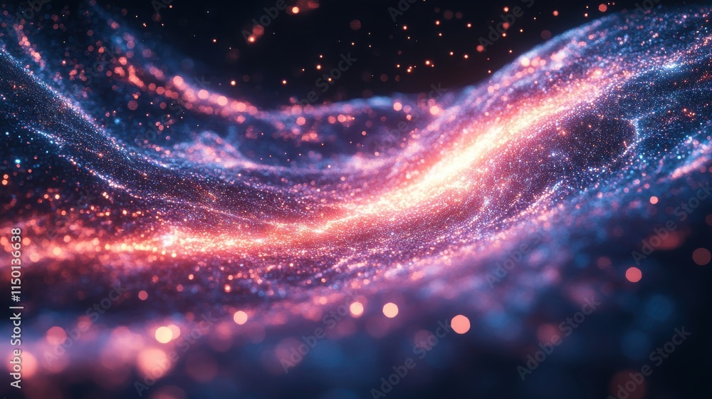 Aufkleber abstract 3d animation of a space galaxy futuristic particle structure concept modern scientific back