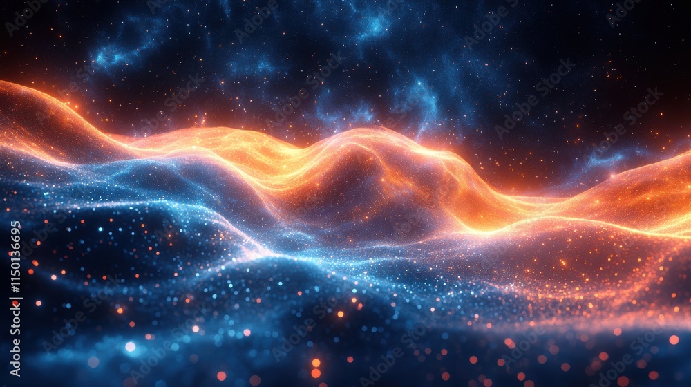 Poster abstract 3d animation of a space galaxy futuristic particle structure concept modern scientific back