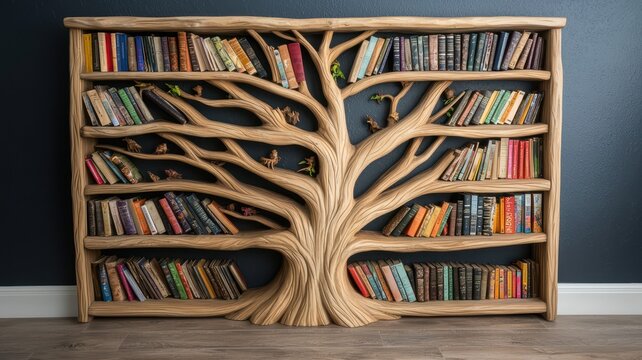 Unique bookshelf designed like a tree.